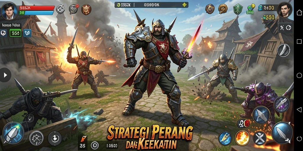 Screenshot menampilkan pertempuran antar kerajaan yang menarik.