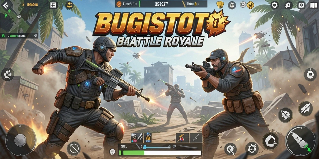 Tangkapan layar menampilkan aksi seru di BUGISTOTO Battle Royale.