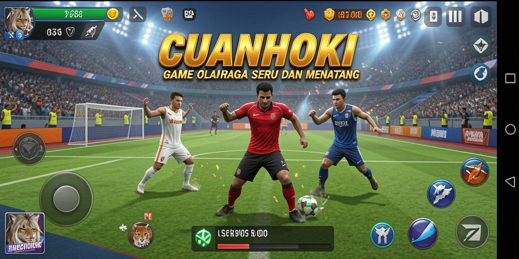 Tampilan gameplay seru dari CUANHOKI yang penuh aksi olahraga.
