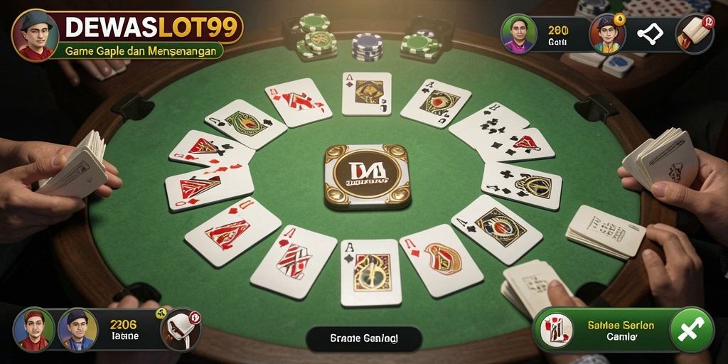 Gameplay DEWASLOT99 menampilkan kartu Gaple yang menarik dan interaksi antarpemain.