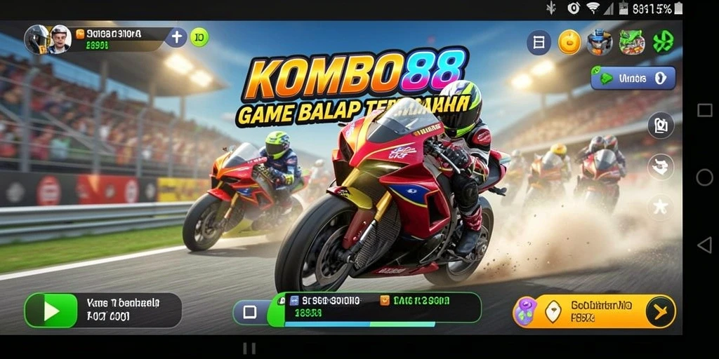 Tampilan gameplay balap seru di KOMBO88 yang penuh aksi.