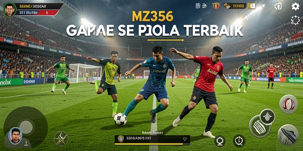 Screenshot gameplay MZ356 dengan aksi sepak bola yang mendebarkan.