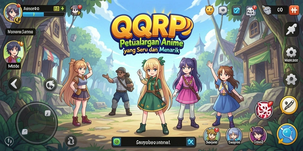 Screenshot gameplay QQRP menampilkan aksi karakter dalam pertarungan anime.