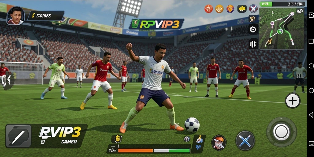Tampilan dinamis gameplay RPVIP3 dengan aksi olahraga yang menggetarkan.