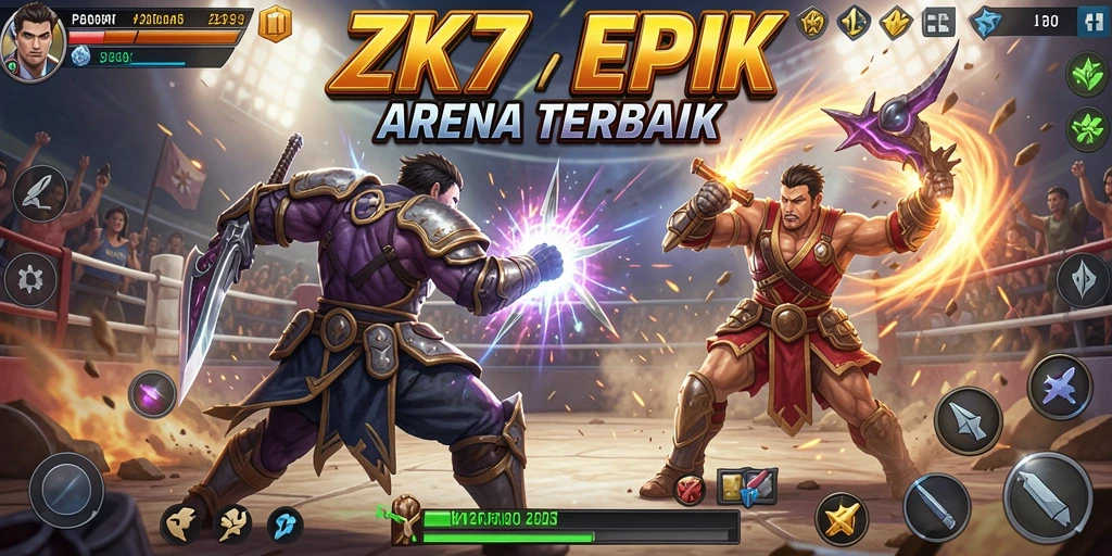 Tampilan aksi seru dari gameplay ZK7 dalam pertarungan.